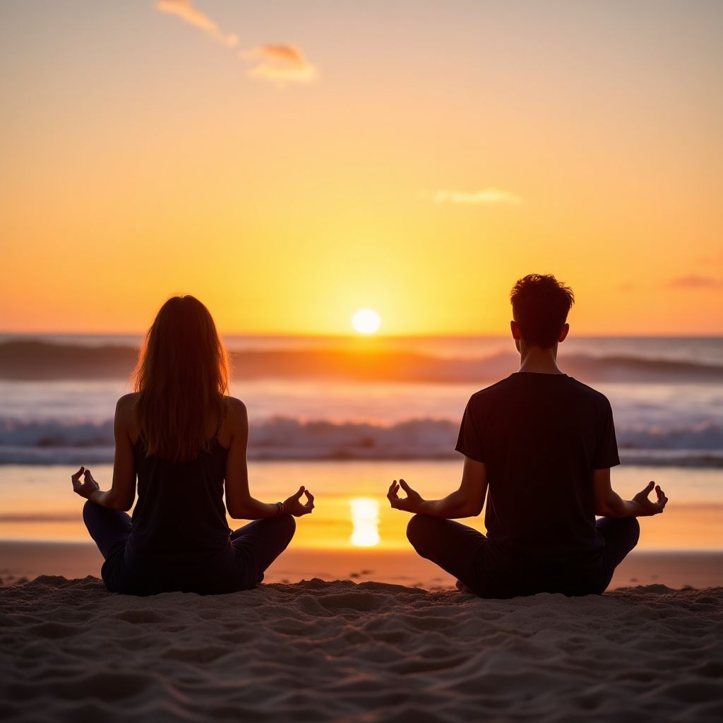 TidalMind founders meditating on Australian beach