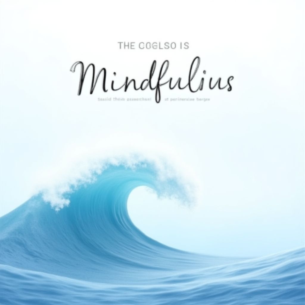 Mindfulness art poster with ocean waves